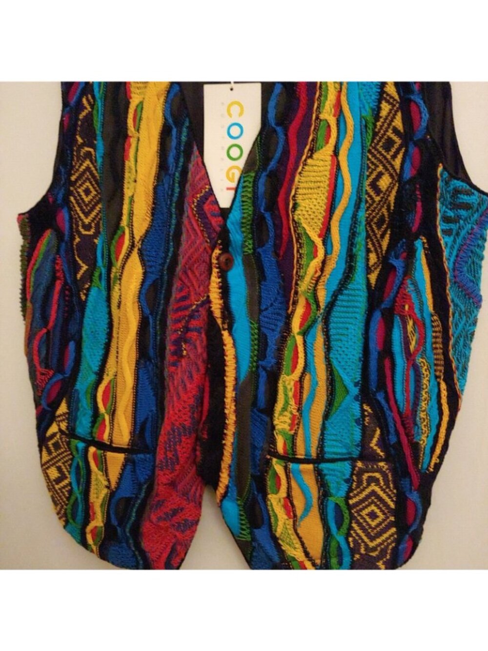 Coogi Womens Sweater Vest Colorful 3D Knit Mercerized Cotton 90s Hip Hop S - Picture 4 of 13